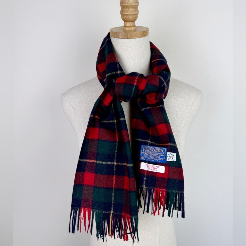 Pendleton Vintage 70's Plaid Wool Scarf
